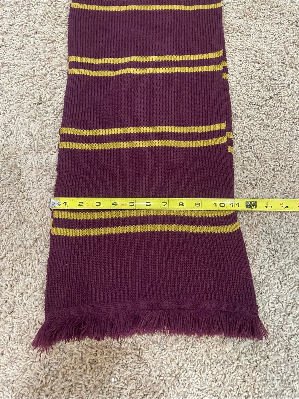Harry Potter Gryffindor  Maroon and Gold Striped Knit Scarf